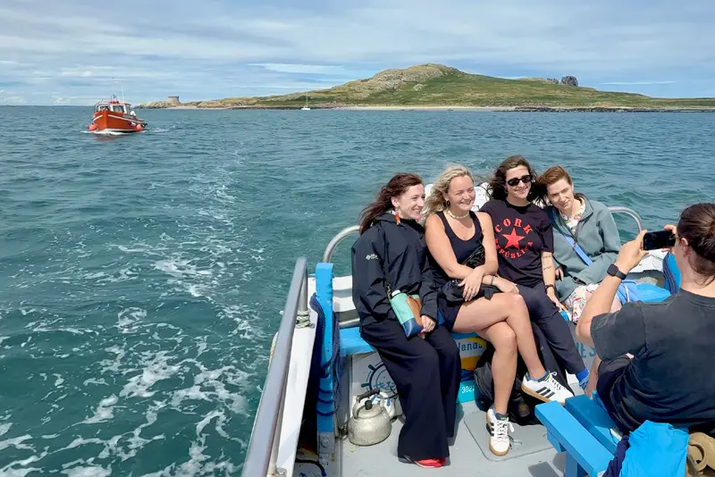 Group of women on-board Ireland's Eye Ferry pose for a pic.