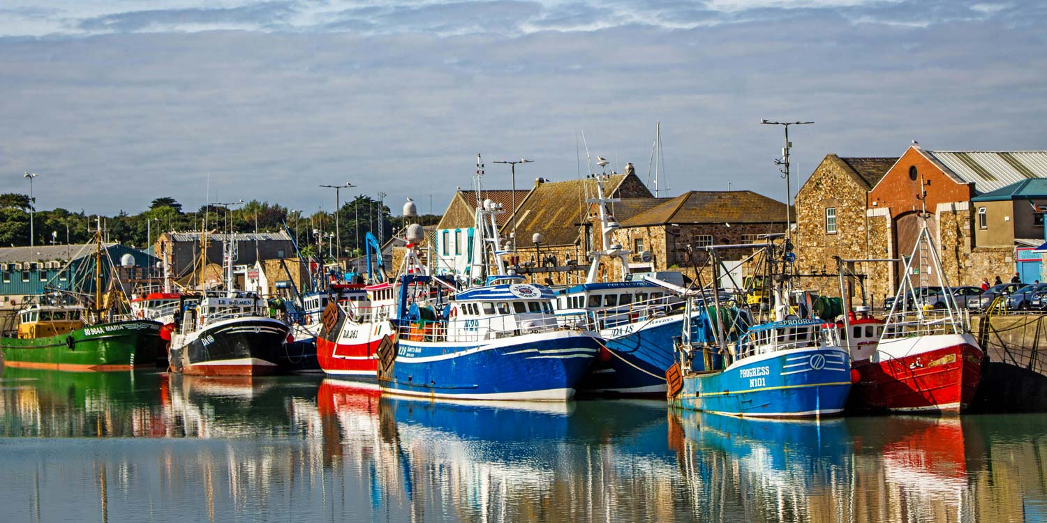 Red and Blue Fishing Boats in Howth Harbour, Dublin