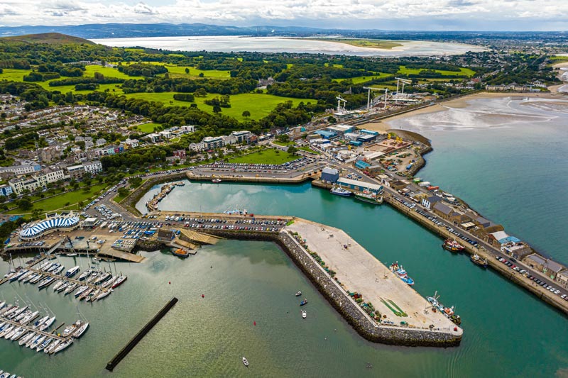 Aerial view of Howth Harbour and village.