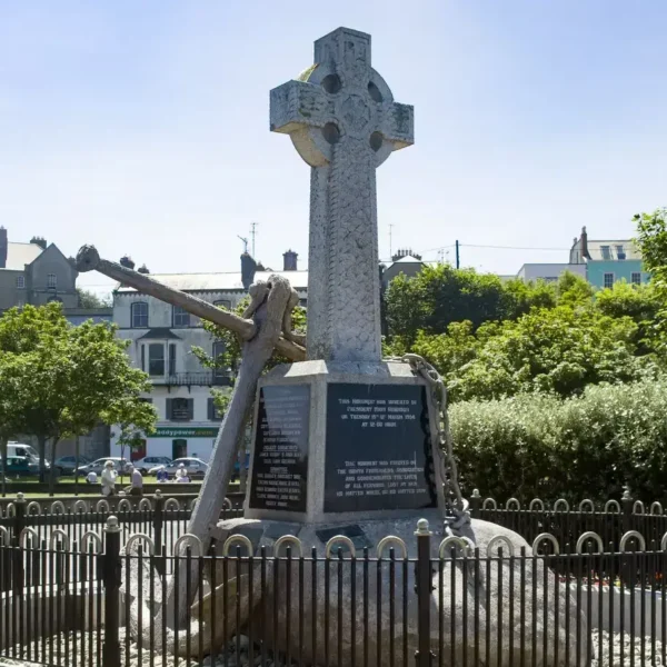 Howth Sea Memorial celtic cross monument in Howth, Dublin.