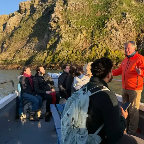Ireland's Eye Ferry Tour Guide speaks to the Group.