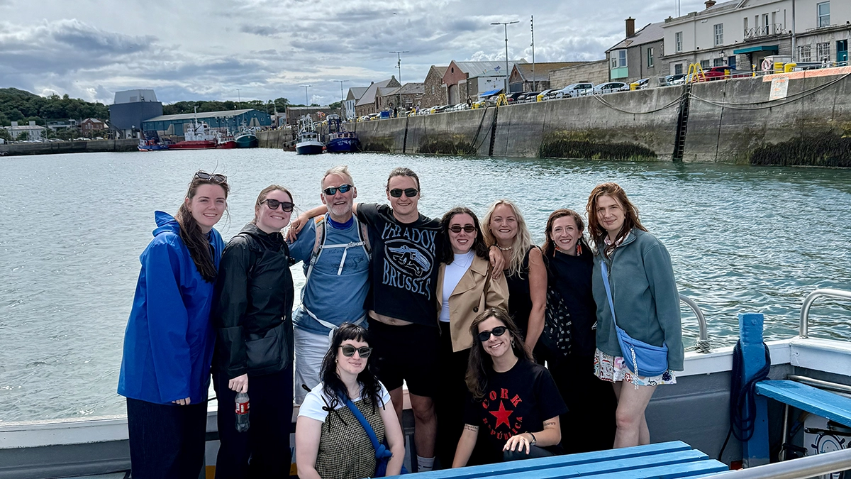 Group on-board Ireland's Eye Ferry in Howth Harbour.