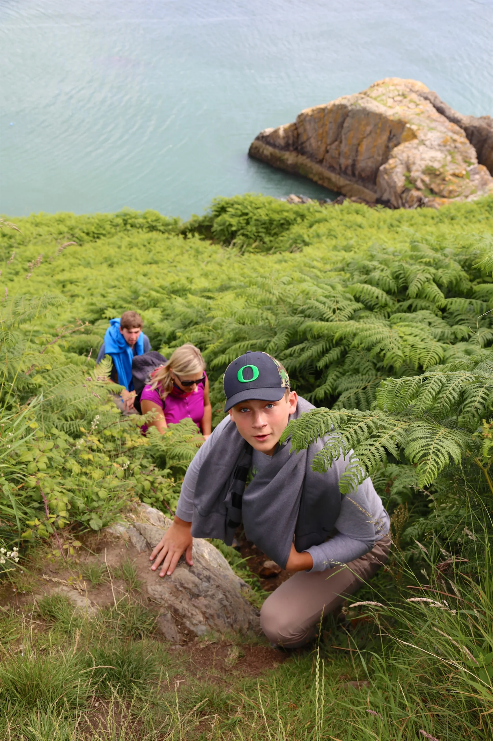 Family making their way up the hills on Howth Peninsula